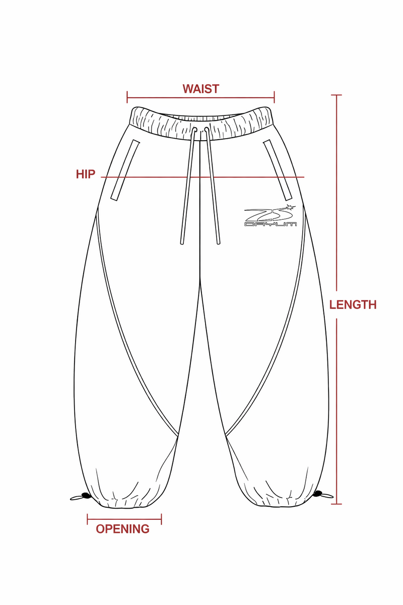 Size chart for D26-BAGGY JOGGERS