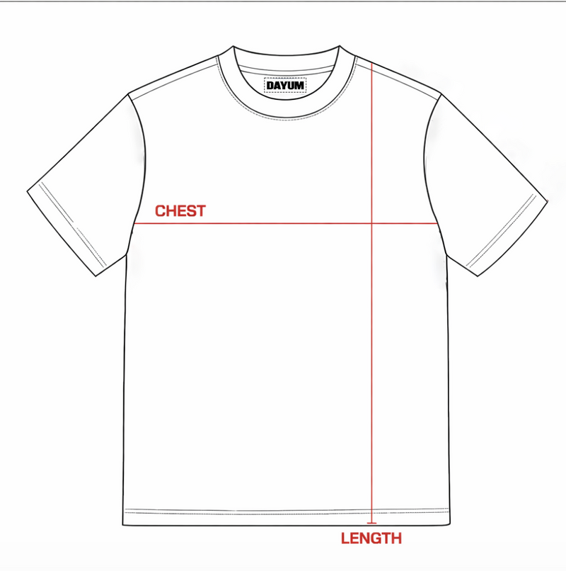 Size chart for D26- RIDER WHITE TEE