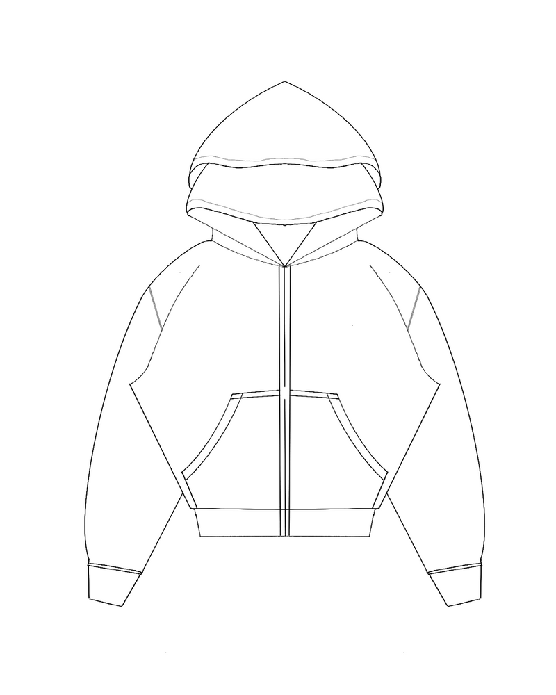 Size chart for D26-DOUBLE HOOD ZIP-UP